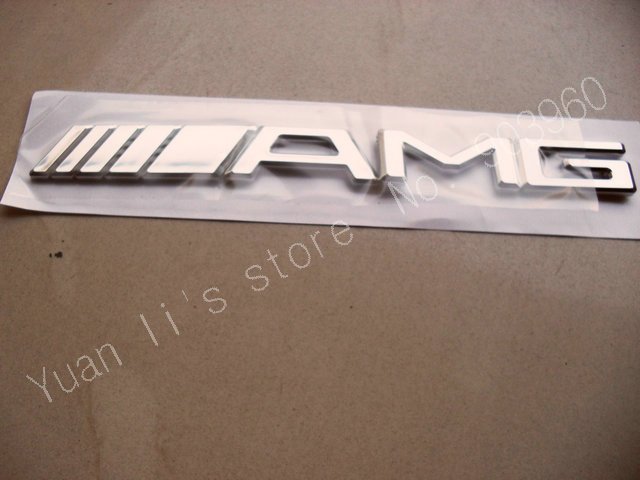 free shipping 30pcs/lot AMG Car Badge CAR EMBLEM 3D Badges with glue sticker 185*20mm silver hig quality(China (Mainland))