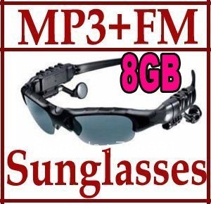 New 8GB Sunglasses Mp3 Player with FM Radio Headset Sun Glass(China (Mainland))