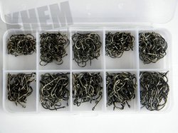 Qulity elevado! ganchos de pesca pretos afiados do círculo de Nikel dos ganchos de pesca do aço de carbono de 500pcs 3#-12# com olho