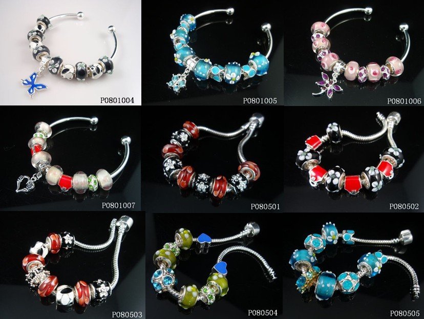500strings charms Chamilia Italian Bead bracelet wholesale mix size mix order#02(China (Mainland))