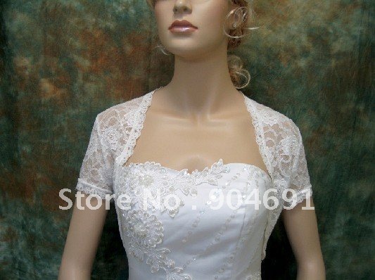 Free Shipping Custom Short Sleeves White Lace Wedding Dress Accessories