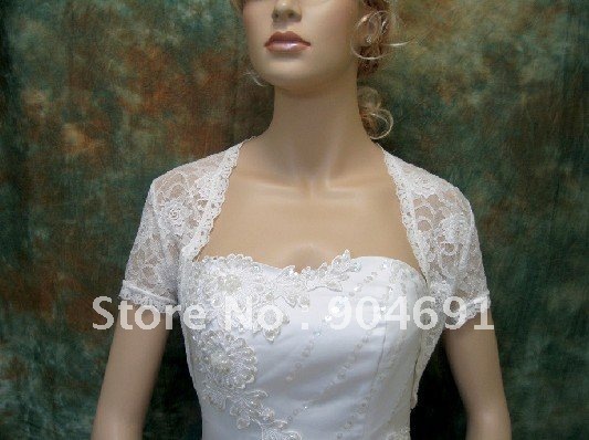 Free Shipping Custom Short Sleeves White Lace Wedding Dress Accessories 