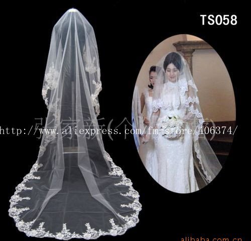 Free shipping2011 fashion 3 meters long Wedding veilswhite 5pcs lot