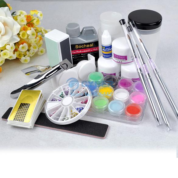 Nail Kit Full Acrylic Powder Liquid UV Gel Set Manicure Glue File