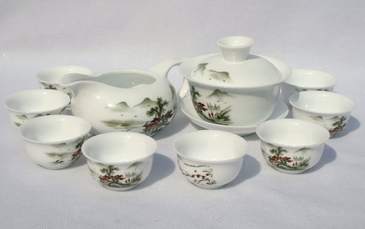 10pcs smart China Tea Set Pottery Teaset Autumn TM19 Free Shipping