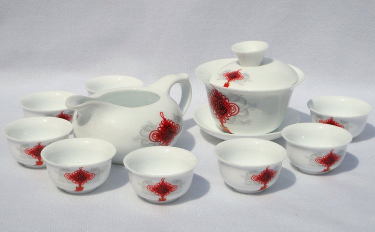 10pcs smart China Tea Set Pottery Teaset Chinese Knotting TM21 Free Shipping