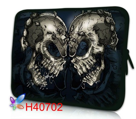 Cool Skull Imag ,Soft Notebook Computer Protector Bag As Gift ,Double Zipper Laptopa Bag , Cheap Wholesale Netbook case(China (Mainland))