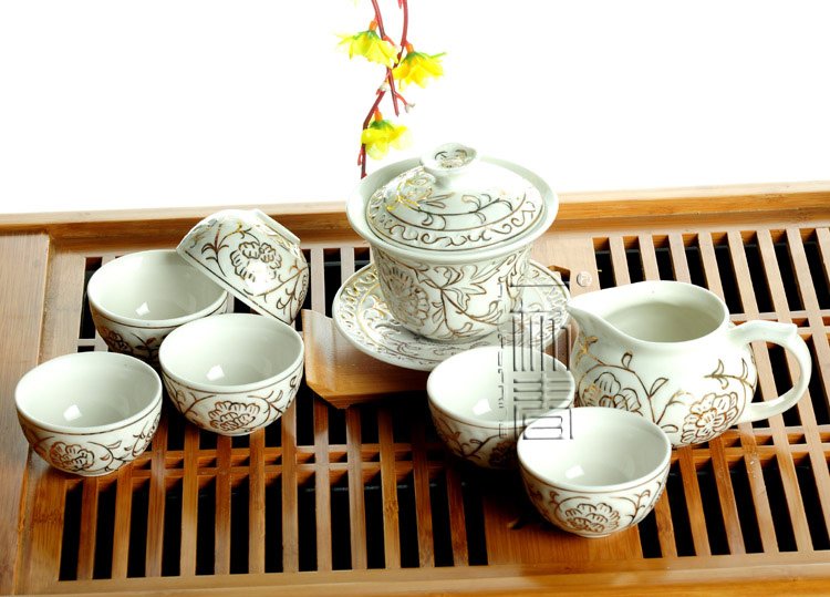 8pcs Beautiful Tea Set Porrtery Teaset TJ01 Free Shipping