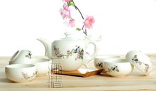 7pcs Deluxe Tea Set, Porrtery Teaset,Plum Flower,TY04, Free Shipping