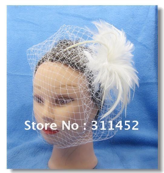 white fascinator with bird cagebridal headwear with wedding dress for 