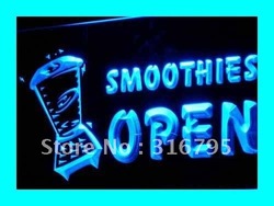 i264-b OPEN SMOOTHIES Drink Smoothie Neon Light Sign(China (Mainland))