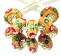 100pcs/lot Mixed New Charms Lampwork Glaze Beads Glass Bead Fit European  bracelet  And Diy Bead 925 Silver Glass beads #A3