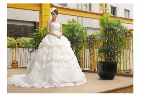 Custommade Strapless A line Queen Victoria Wedding dresswedding gowns 