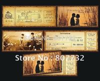 Old ship ticket customized wedding invitation,unique design,37*8.5cm,300g coated paper.shipping free