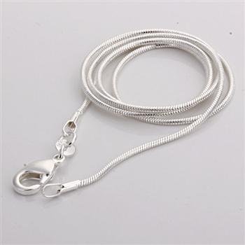 Free Shipping 925 Sterling Silver Single chain 1MM Snake Chain 24 925 Sterling Silver Wholesale Fashion