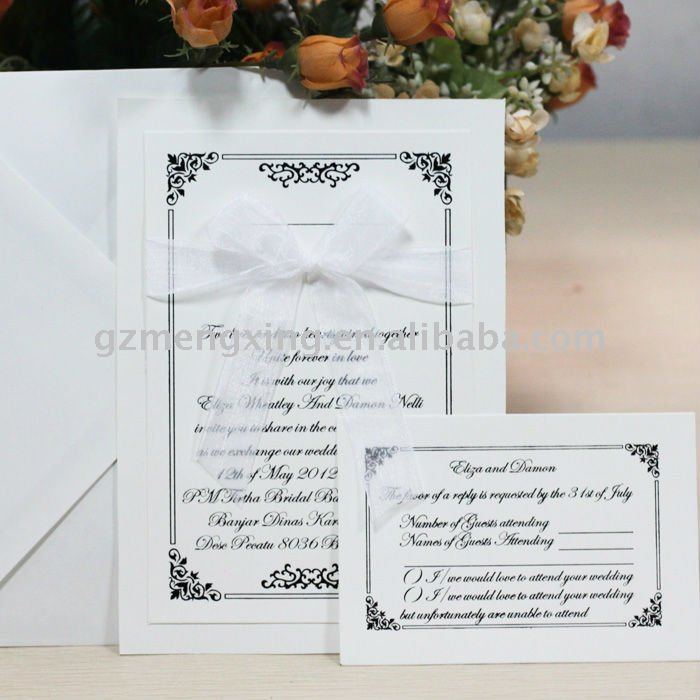 Customized Classical Flat White wedding invitation
