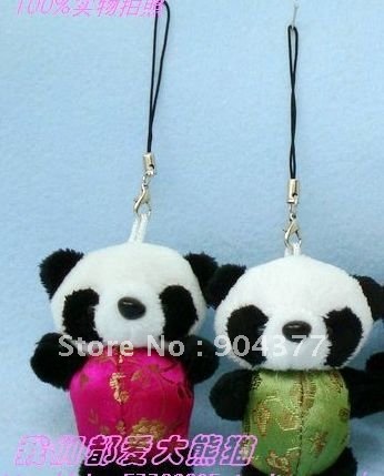 Fashion Mobile Phone Chain Cellphone Straps Mobile Charm Unique Chinese Plush Panda Phone Lanyard 30pcs pack