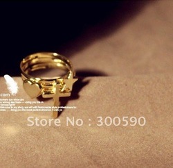 New arrival !! Retro Cross love heart five-pointed star ring . (3pcs a group ).36 pcs/lot.Free shipping(China (Mainland))