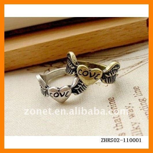 Vintage Rings Alloy Love Heart With Wings Design Free Shipping ZHRS02110001