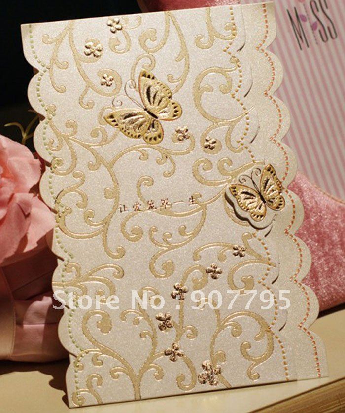 Classic Elegant Romantic wedding invitation cardwedding card golden 