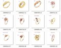 OMH wholesale jewelry 76pcs 18KT Solid gold ring Gold Plated rings Plating Zircon Rings 25 kinds of mixed 5-10US