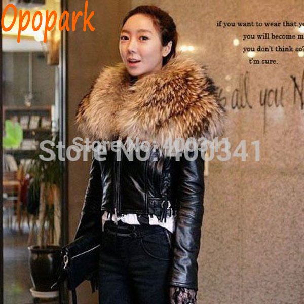 Luxury Cars on Women Super Large Luxury Real Fur Collar Genuine Leather Jacket Short