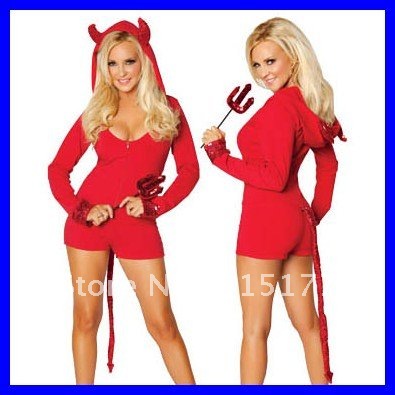 Women Halloween Costumes on Free Shipping Women Halloween Costume Red Devil Costume Halloween