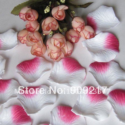 7500 pcs Hot pink and white Silk Rose Petals Wedding Favor Decoration Flower