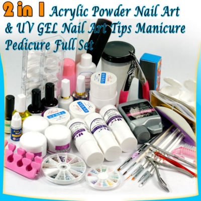 Acrylic Powder Nail Art UV GEL Nail Tips Manicure Pedicure Tool Kit Full Set