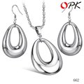 OPK JEWELRY Fashion Jewelry Set lovely-beautiful Stainless Steel Earring & Pendants Necklace Drop Earrings  Free Shipping 662