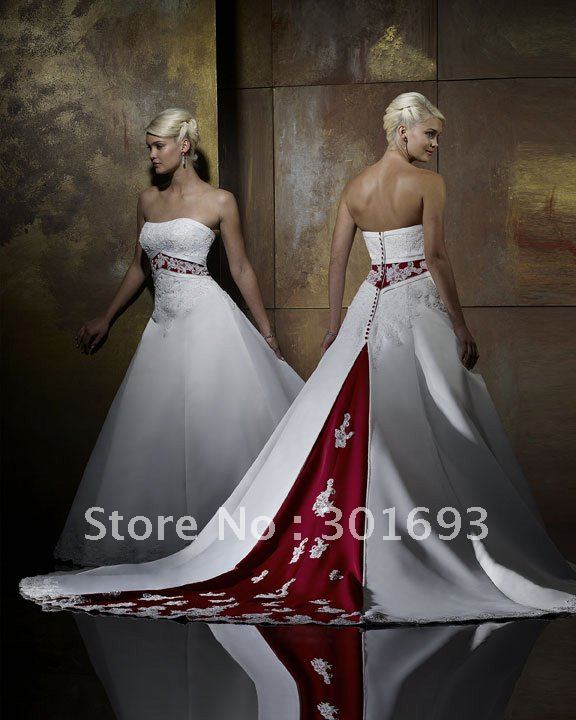 Red backed wedding dress