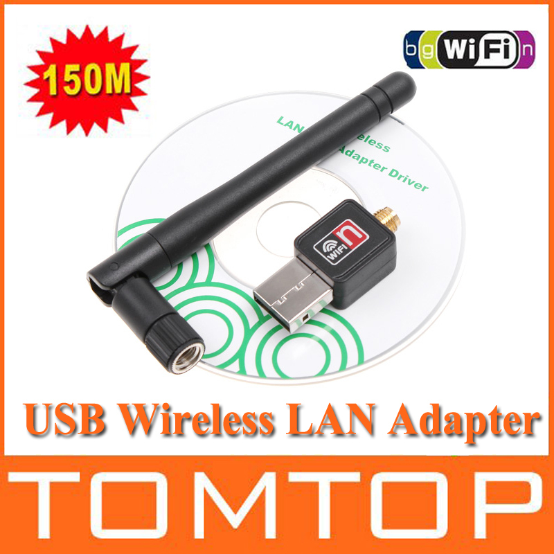 Mini 150m wifi usb de red inalámbrica tarjeta de red lan adaptador de antena con los accesorios de computadora, envío de caída libre al por mayor
