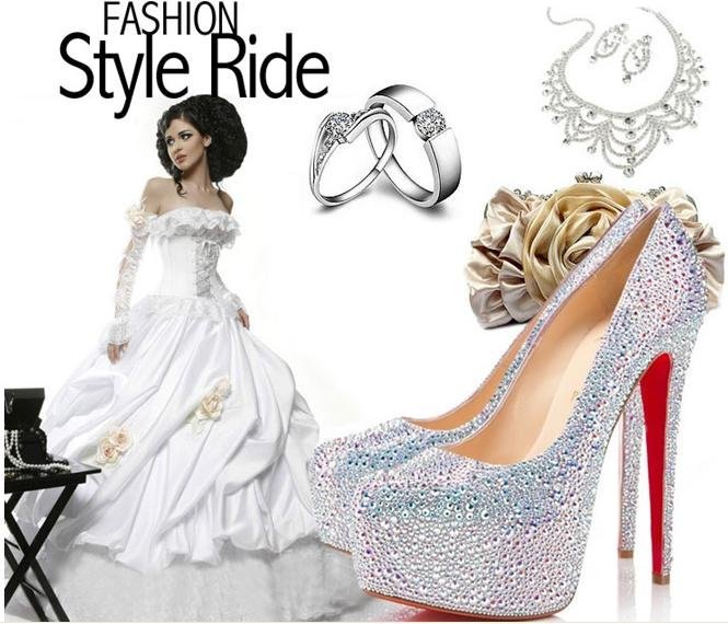 Discount bridal highheeled shoesluxury diamond wedding shoessilver women 