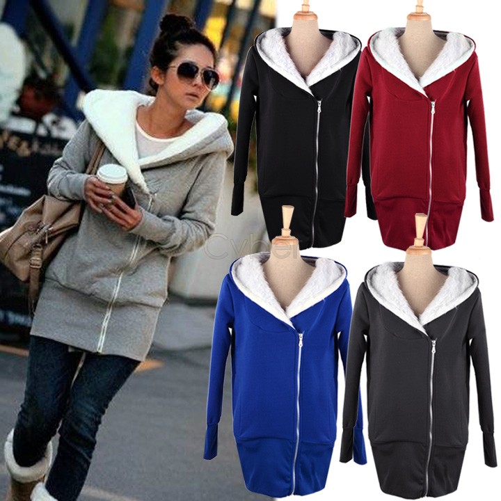 Korea Women Hoodies Coat Warm Zip Up Outerwear 2 Colors Free Shipping(China (Mainland))