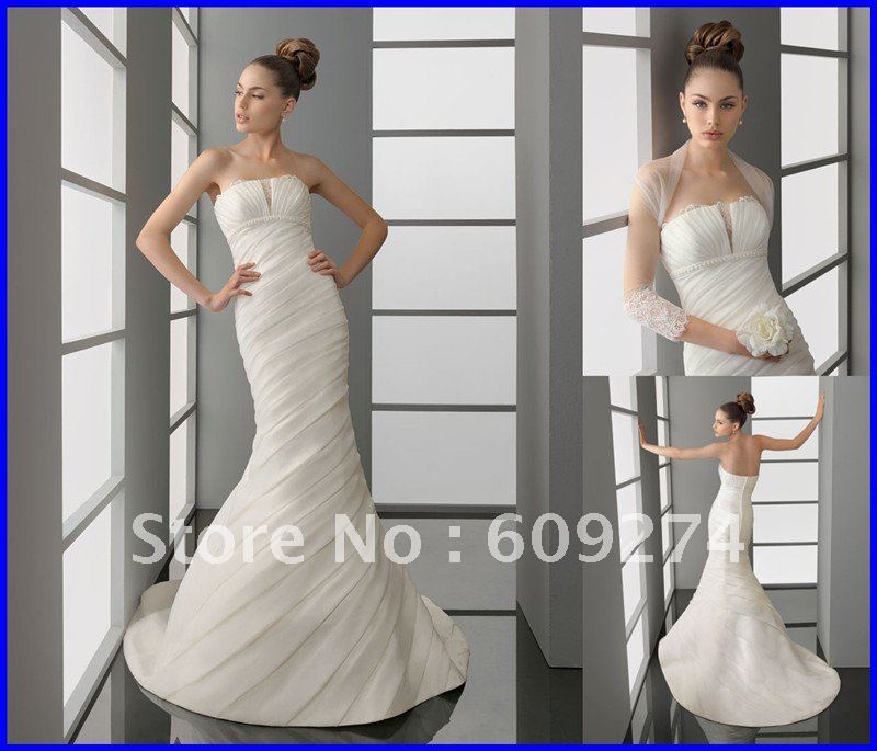  Strapless Backless Wedding Dress Taffeta Ruched Wedding Dresses 2012 