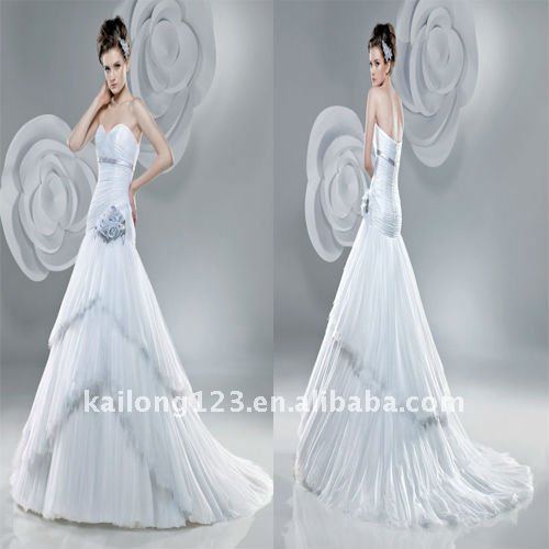 Delicate Flower Sash Layered Bridal Wedding Dress