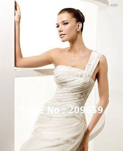 Custom Made one shoulder sleeveless wedding dress wedding gown 2012 new 