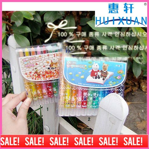 2012Hot ! Cartoon crayon pens ,12 colors crayon pen/cute gift(China (Mainland))