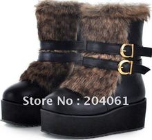 Christmas Wholesale buckled Snow Boot,Sequined flat  Boot,thick sole snow boot,fur snow boots,black,beige,yellow&Free shipping