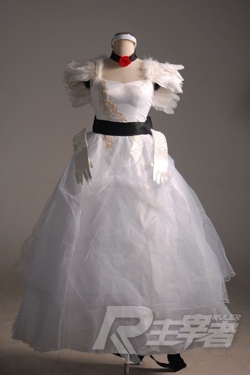 Hatsune VOCALOID Miku Cendrillon Cosplay Costume White Feather Wedding Dress