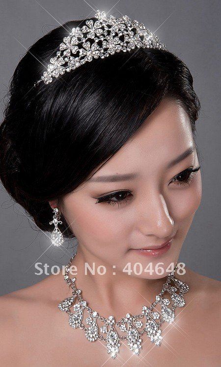 Wedding bride bridal accessories jewelry stones alloy crown necklace