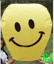 28pcs Yellow smiling face cylinder Sky Chinese Lanterns wish Party Wedding Birthday Xmas Celebration Sky lanterns Paper lantern(China (Mainland))