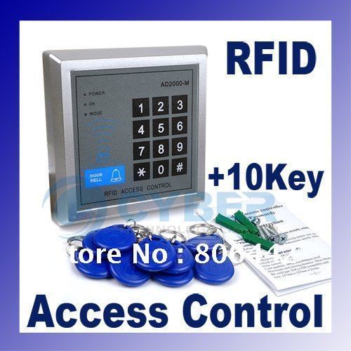 10 Key-fobs Door Access Control System RFID Proximity Entry Lock AD2000-M Free Shipping(China (Mainland))