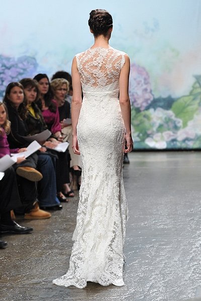  Lace FloorLength Sheath Monique Lhuillier 2012 Style Mila Wedding Dress 
