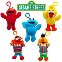 Free Shipping Sesame Street Soft Toy 5" with bag clip plush toy keyring style Wholesale and Retail