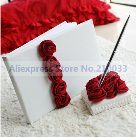 Free Shipping Bold Red Luxury Rose Lined Wedding Ceremony Accessories Colour