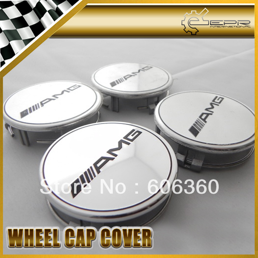 AMG White Flat Wheel Cap Cover 75mm 4pcs W211 W202 W212 CLK SLK SCLASS 