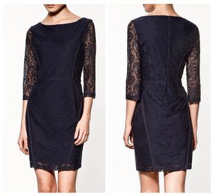 Black Lace Dress  Sleeves on Sleeves Button Fashion Work Casual Dresses Black Grey In Dresses From