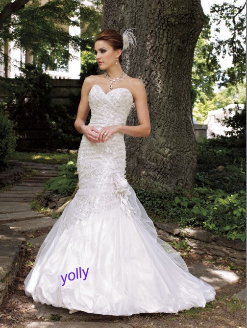 Free Shipping Sweetheart Beadings Applique Size 6 Bridal Dress