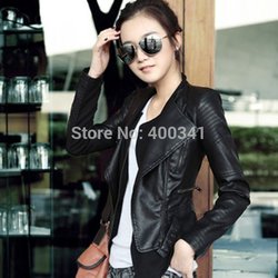 Free Shipping Women Leather Jacket PU Lady Short Coat Short Jacket Ladies' Motocycle Coat WP1443(China (Mainland))